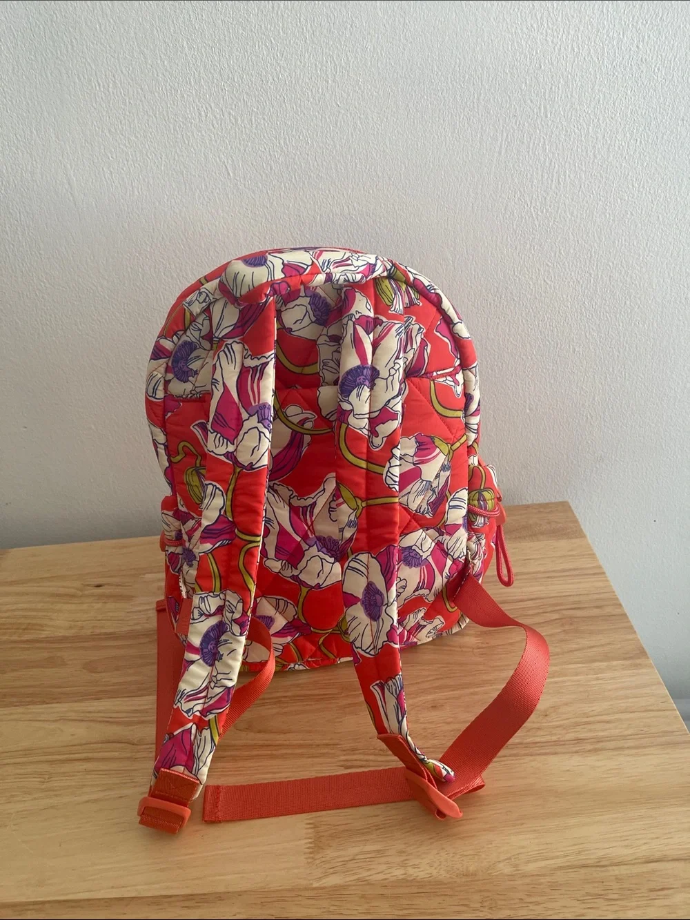 Vera Bradley Quilted Floral Mini Backpack - Coral with Cream & Pink